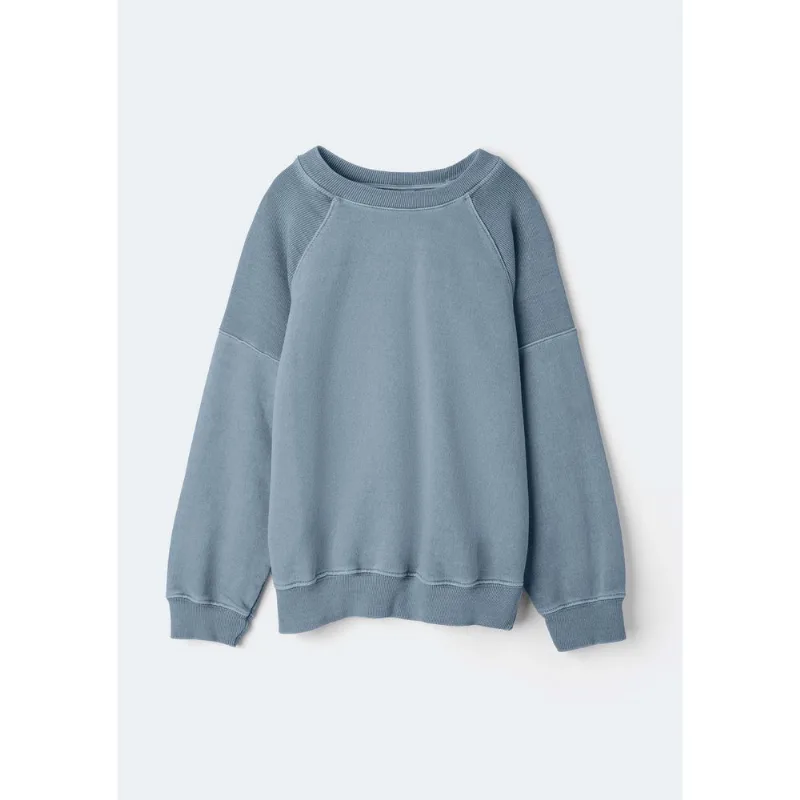 Blusão Infantil Menina Oversized Em Moletom Estonado - Azul 016