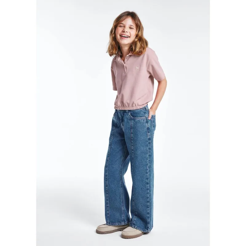 Calça Jeans Infantil Menina Wide Leg - Azul 006