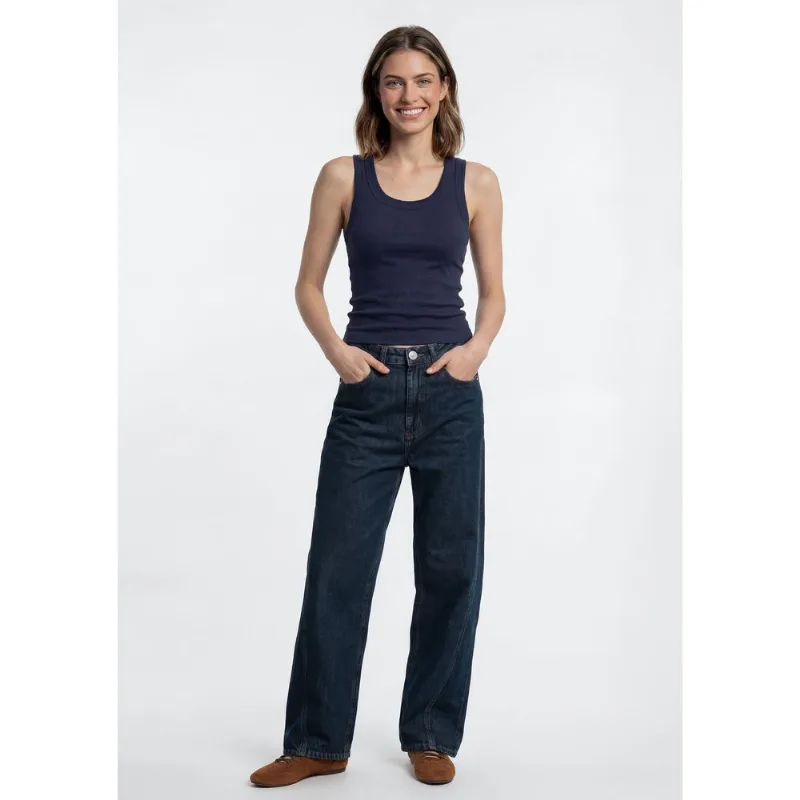 Calça Jeans Feminina Wide Leg Cintura Média - Azul 042