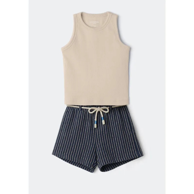 Conjunto Infantil Menina Em Fio Tinto - Bege 016