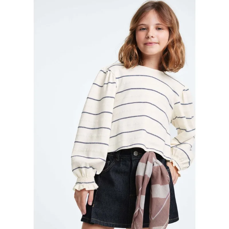 Blusa Bata Infantil Menina Manga Longa Listrada - Creme 008