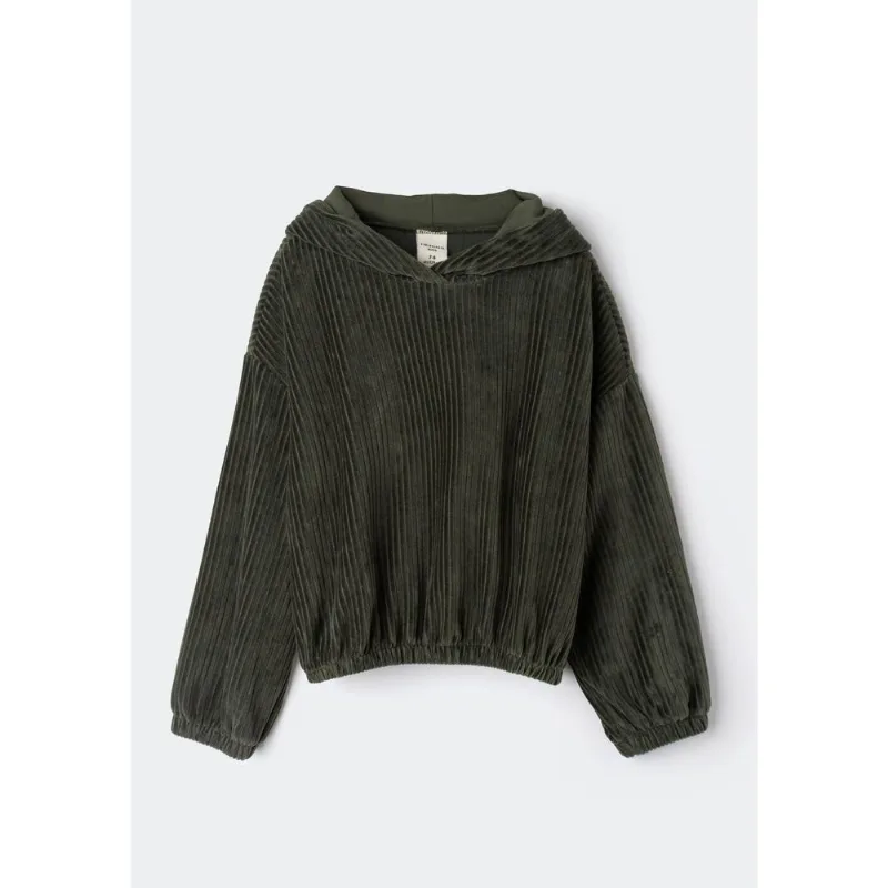 Blusão Infantil Menina Oversized Em Veludo - Verde 008