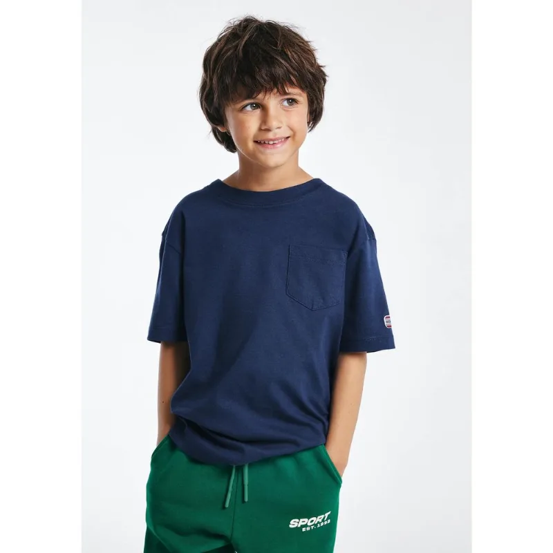 Camiseta Infantil Menino Com Patch - Azul 010