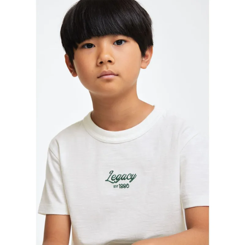 Camiseta Infantil Menino Com Bordado - Off white 014