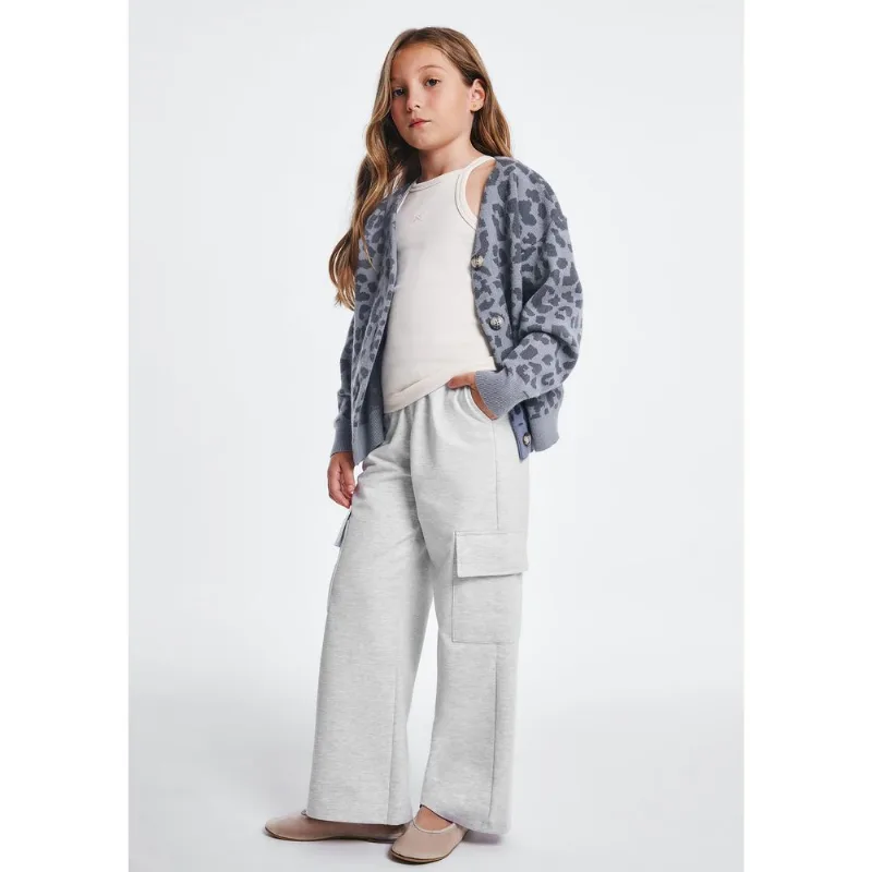 Calça Infantil Menina Cargo Em Moletom Sarjado - Cinza 014