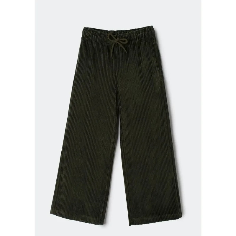 Calça Infantil Menina Wide Leg Em Veludo Cotelê - Verde 008