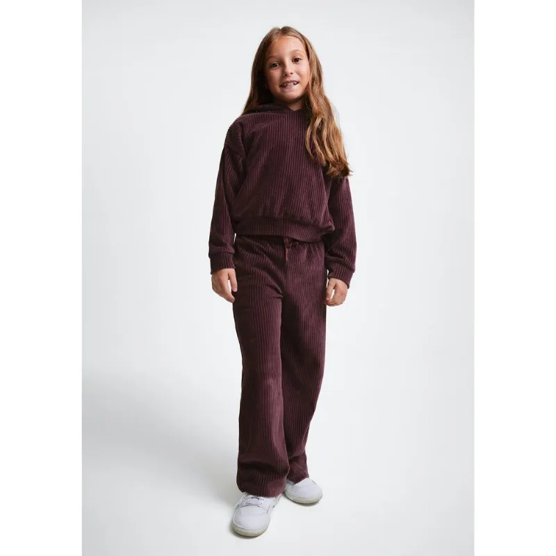 Calça Infantil Menina Wide Leg Em Veludo Cotelê - Vinho 008