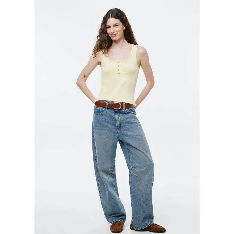 Calça Jeans Feminina Barrel Cintura Média - Azul 042