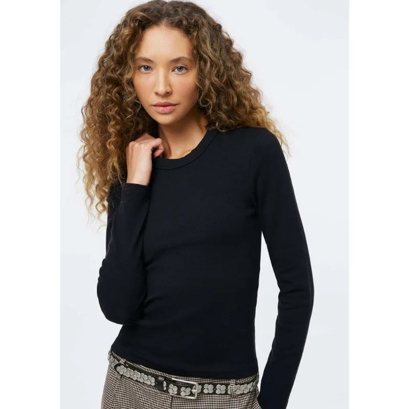 Blusa Feminina Manga Longa Com Elastano - Preto M