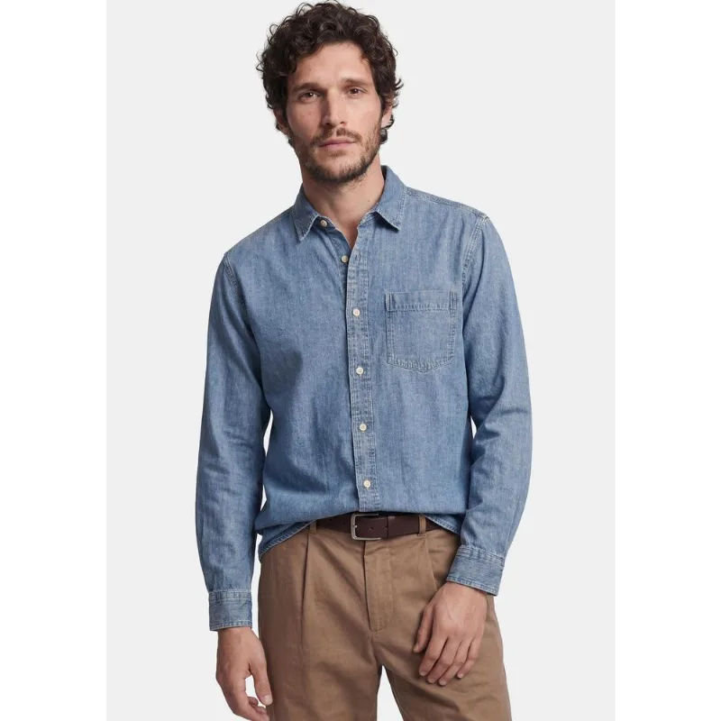 Camisa Jeans Masculina Manga Longa - Azul XXG