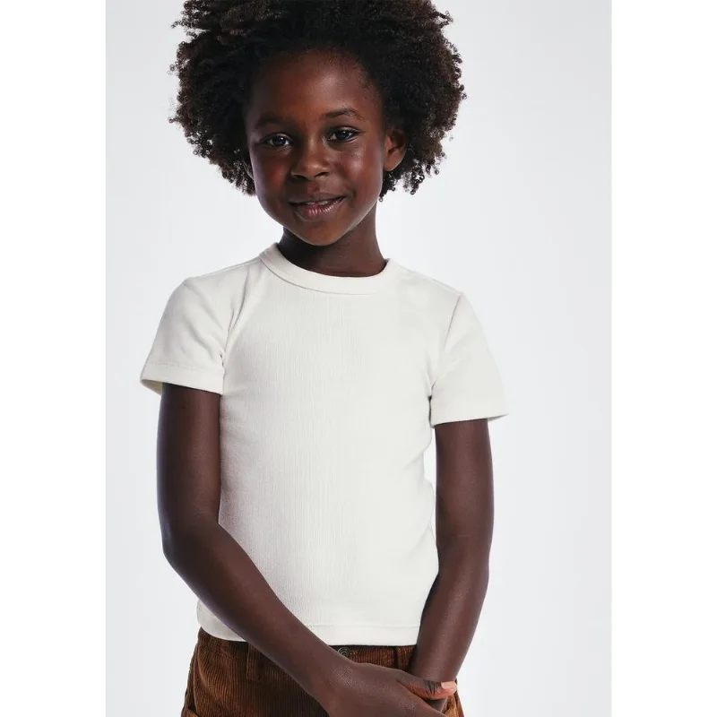 Blusa Infantil Menina Em Ribana Canelada - Off white 014