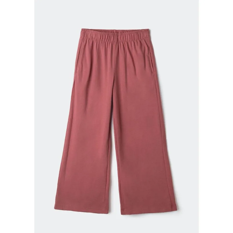 Calça Infantil Menina Wide Leg Em Malha Binada - Rosa 010