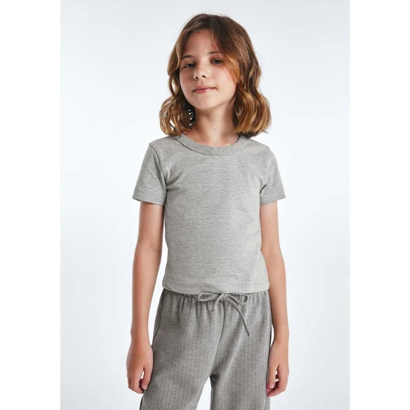 Blusa Infantil Menina Baby Tee - Cinza 004