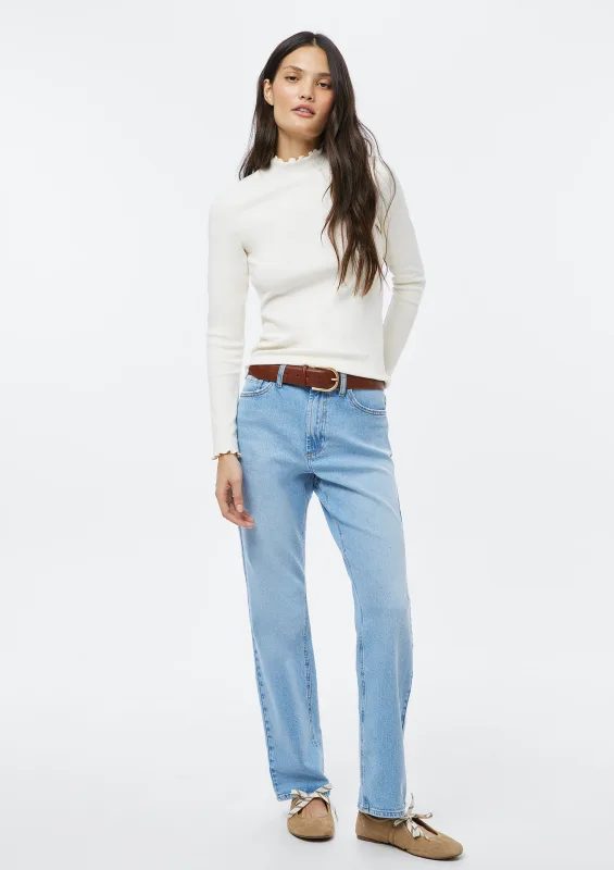 Calça Jeans Feminina Reta Cintura Alta - Azul - Hering Adulto - Calças