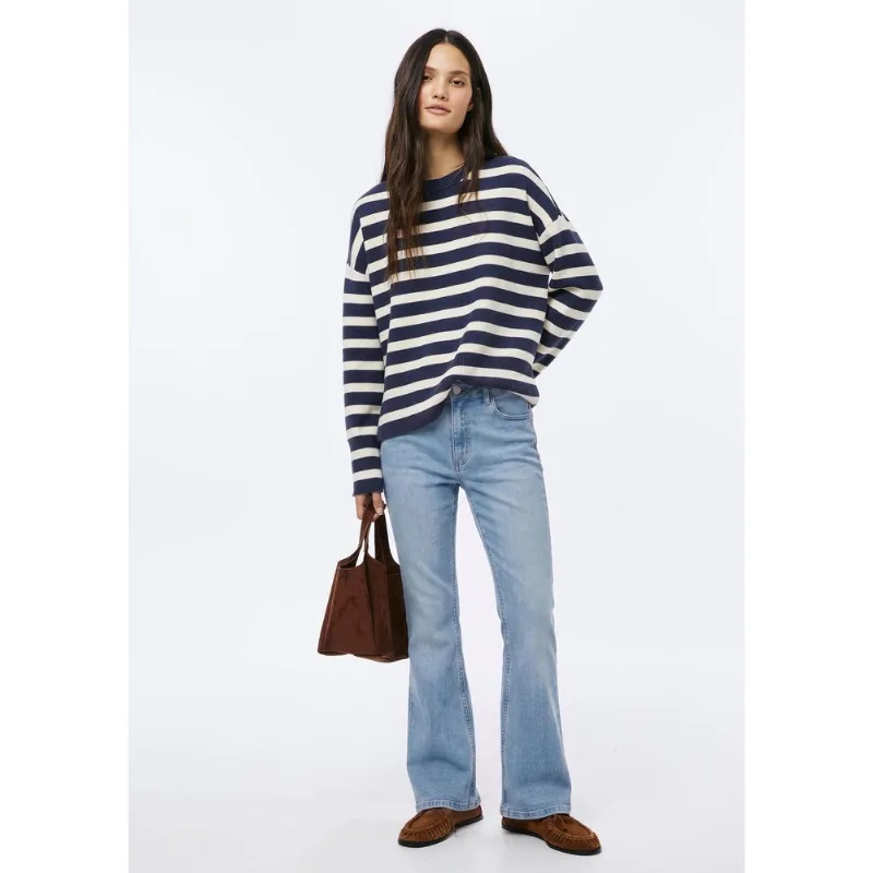 Calça Jeans Feminina Flare Petit Cintura Baixa - Azul 038