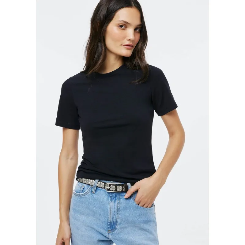 Camiseta Feminina Manga Curta Em Malha - Preto G