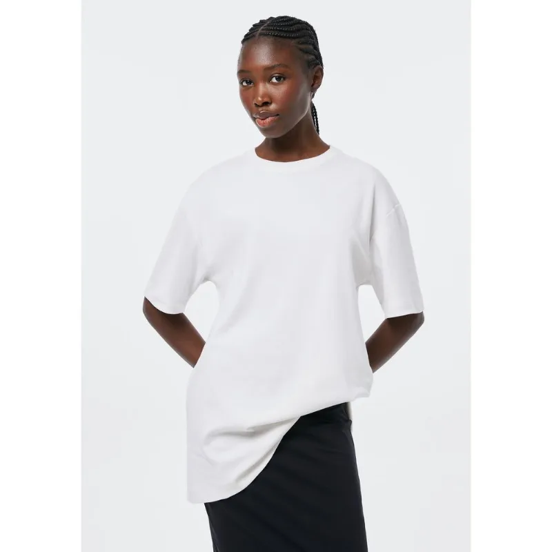 Camiseta Feminina Interlock Oversized - Off white P