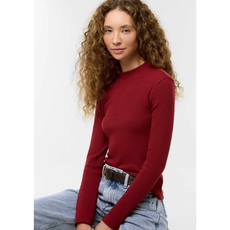 Blusa Feminina Gola Alta Canelada - Vinho XP