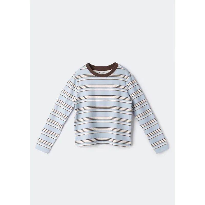 Blusa Infantil Menina Manga Longa Listrada Com Bordado - Marrom 008