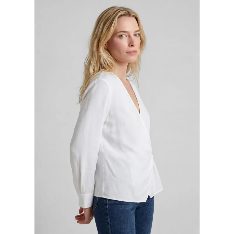 Blusa Feminina Manga Longa Em Tricoline - Branco XG