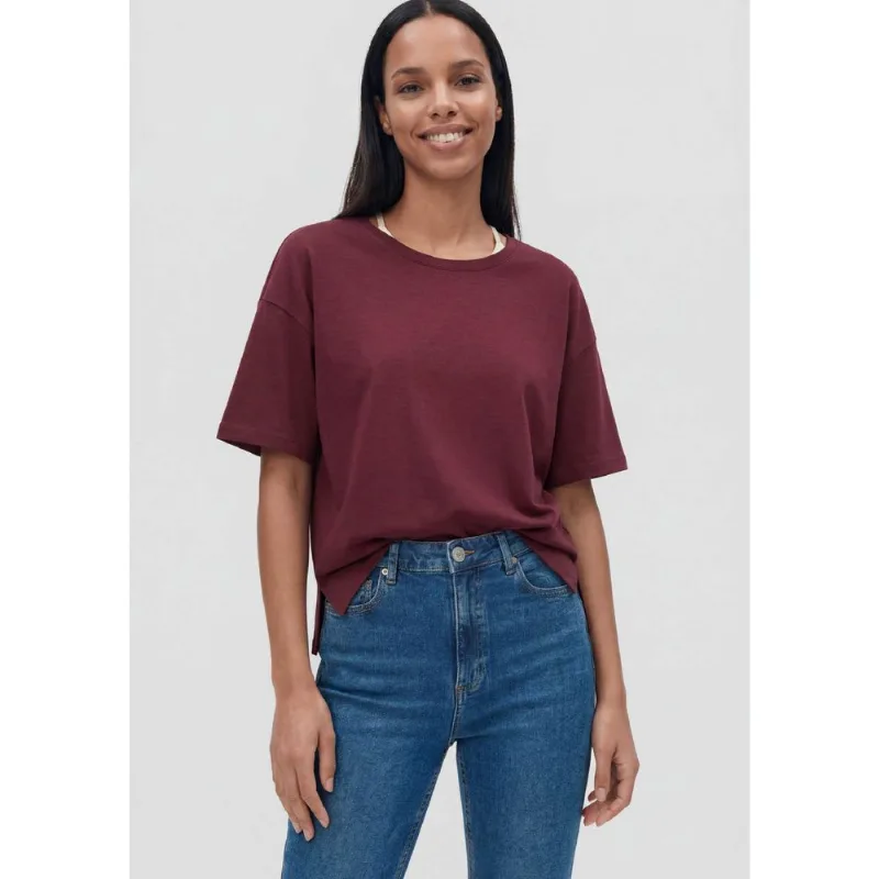 Blusa Feminina Manga Curta Em Viscose - Vinho M