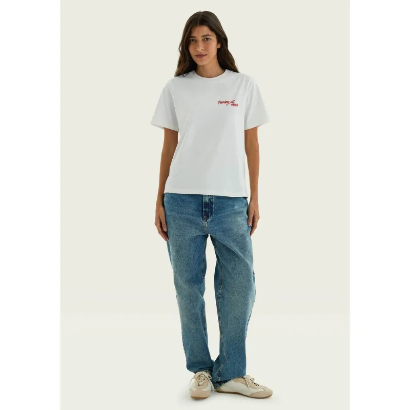 Blusa Feminina Manga Curta Estampada - Branco G