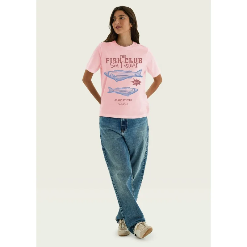 Blusa Feminina Manga Curta Estampada - Rosa XG