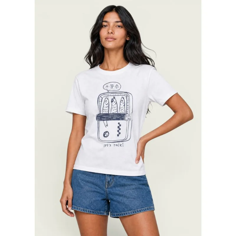 Camiseta Feminina Manga Curta Malha De Algodão - Off white G