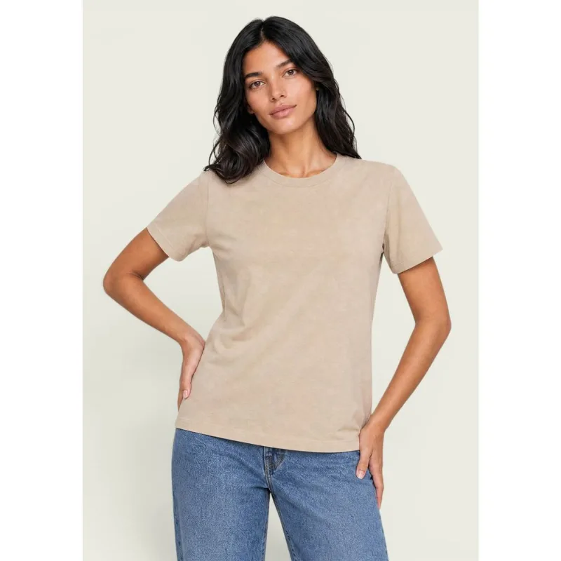 Camiseta Feminina Manga Curta em Malha Texturizada - Creme XG