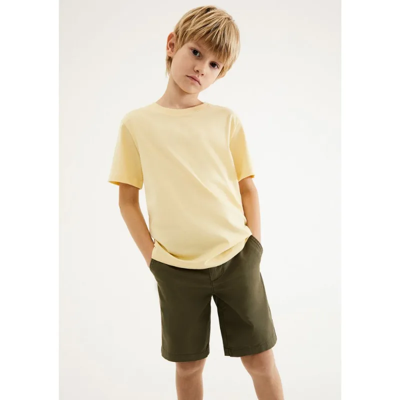 Camiseta Básica Infantil Menino Manga Curta Slim - Amarelo 002