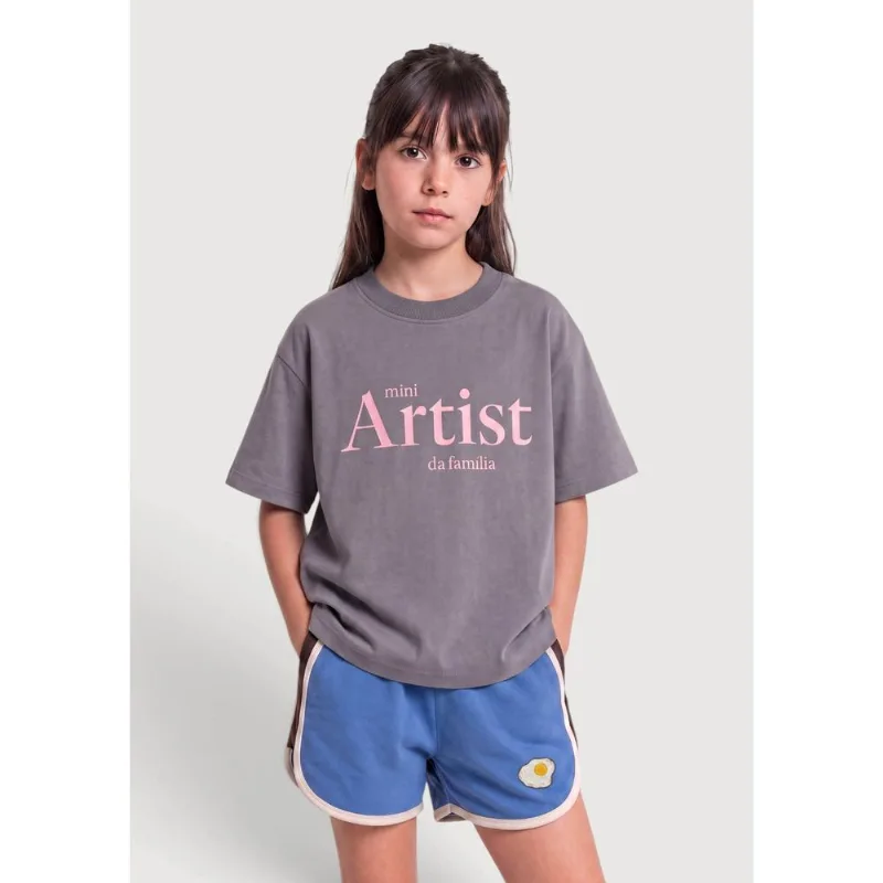 Camiseta Infantil Unissex Super Cotton Com Estampa Hering Kids + Renata Vanzetto - Cinza 010
