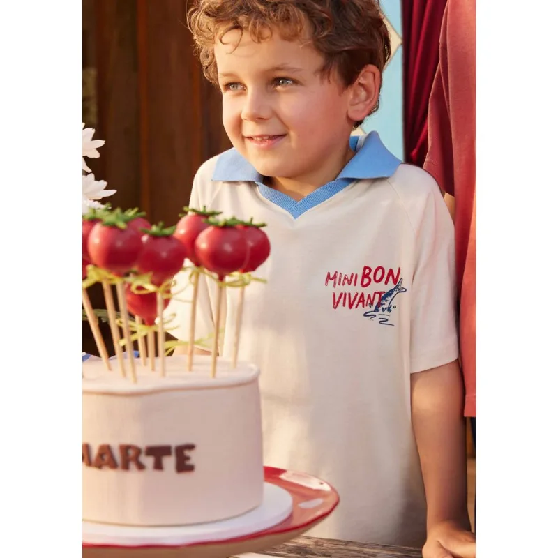 Polo Infantil Menino Super Cotton Com Estampa Hering Kids + Renata Vanzetto - Off white 010