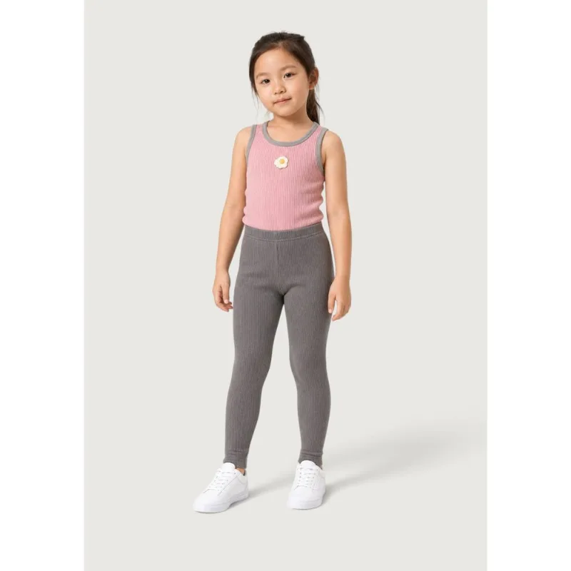 Calça Legging Infantil Menina Em Ribana Com Estampa Hering Kids + Renata Vanzetto - Cinza 010