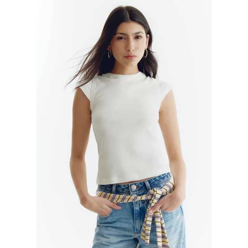 Blusa Feminina Com Sobreposição Em Malha Ultrasoft - Off white M