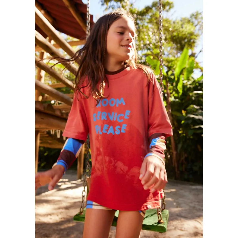 Camiseta Infantil Unissex Oversized Em Malhão Hering Kids + Renata Vanzetto - Salmão 010