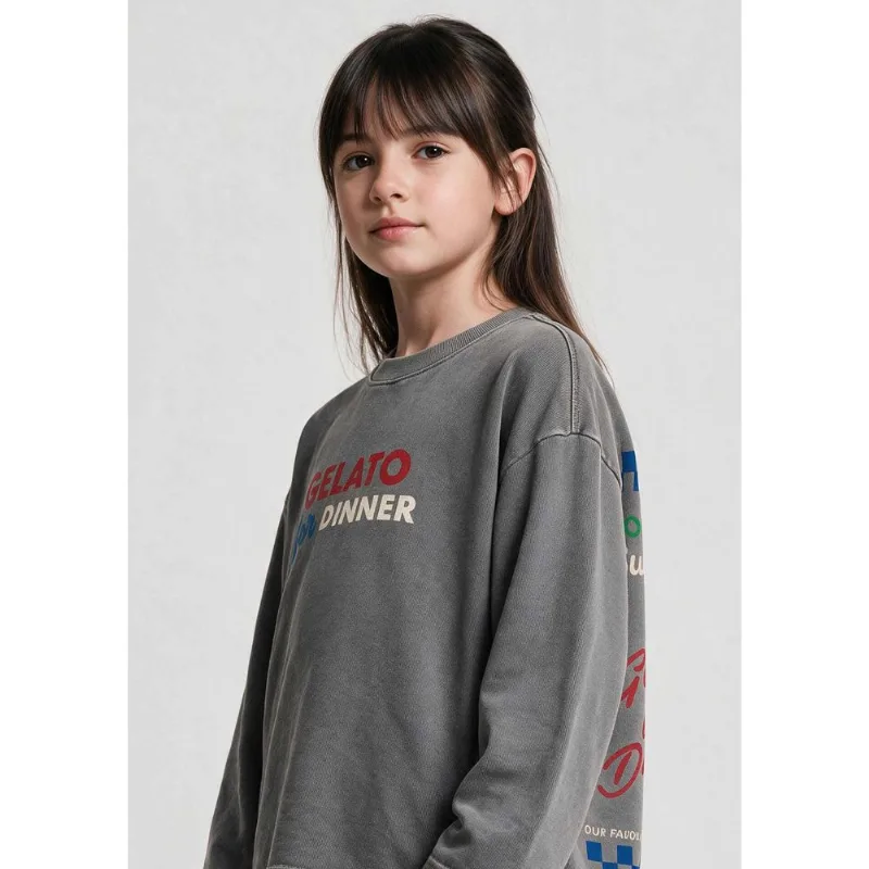 Camiseta Infantil Unissex Manga Longa Com Estampa Hering Kids + Renata Vanzetto - Cinza 008