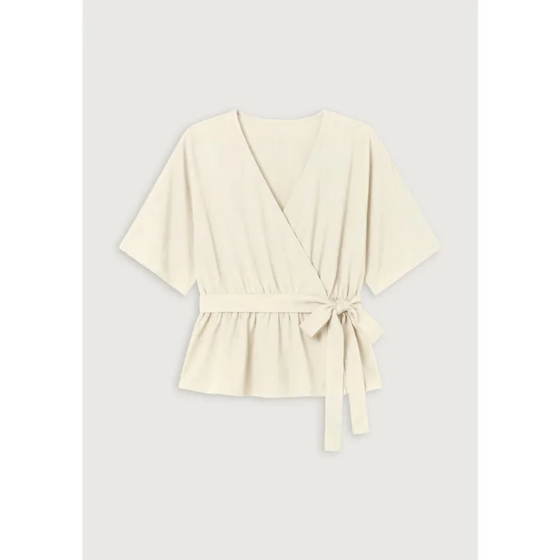 Blusa Feminina Transpassada Decote V - Off white M