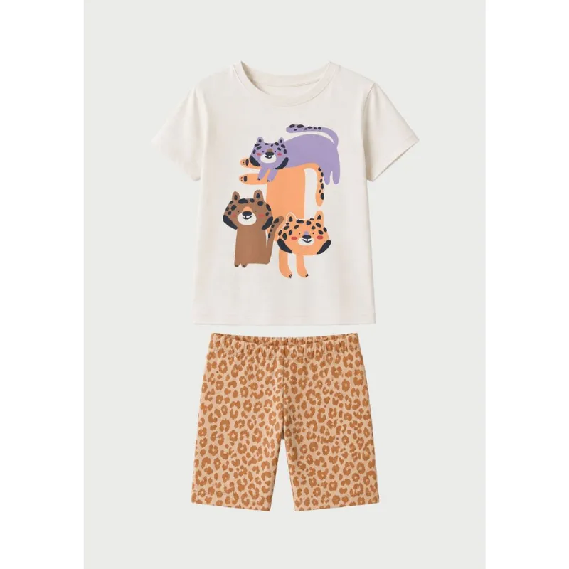 Conjunto Curto Infantil Menina Toddler Estampado - Bege 002