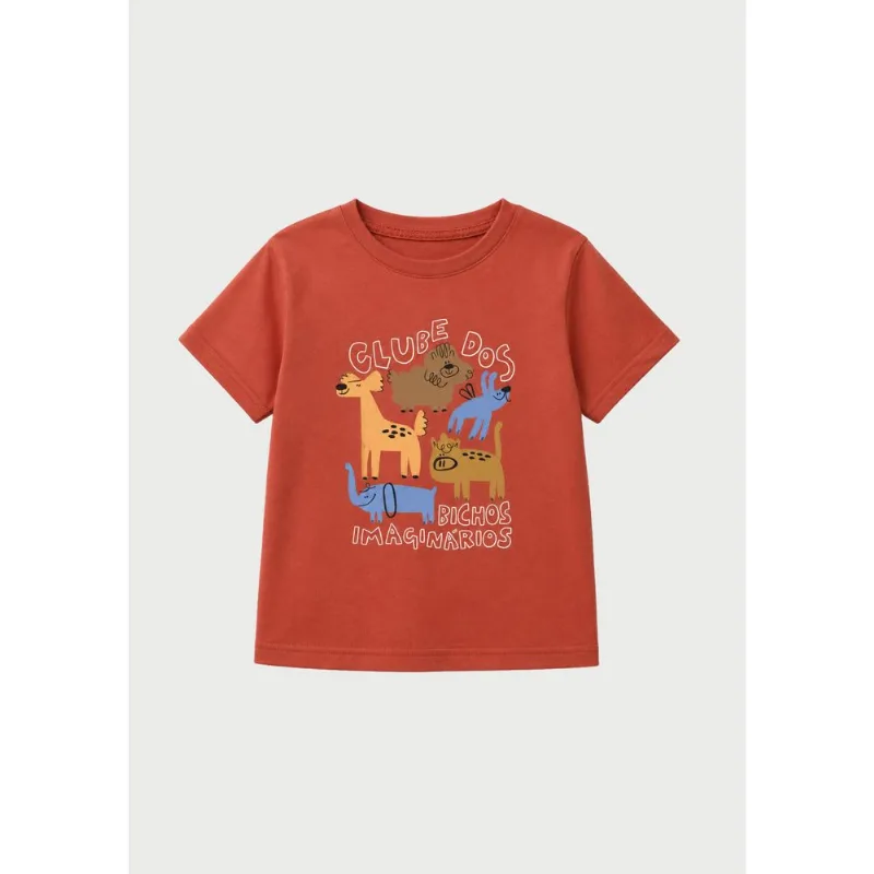 Camiseta Infantil Menino Toddler Com Estampa - Laranja 003