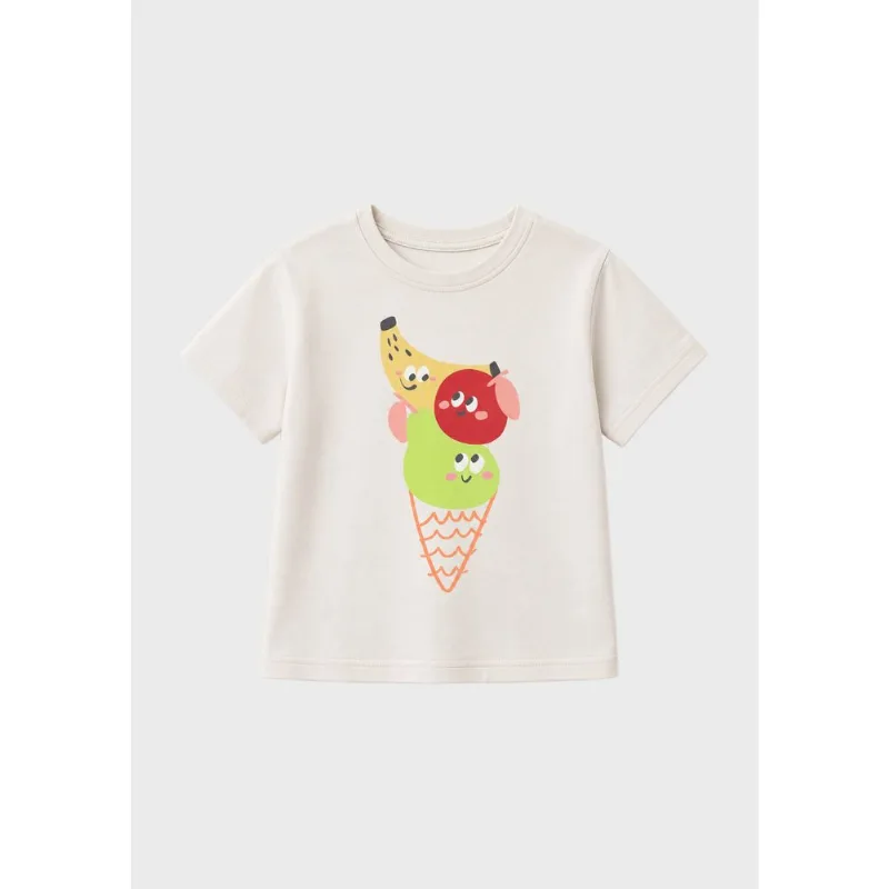 Blusa Infantil Menina Toddler Com Estampa - Off white 002