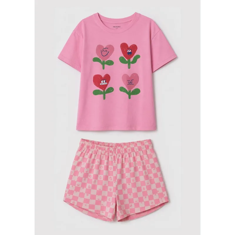 Conjunto Curto Infantil Menina Toddler Estampado - Rosa 004