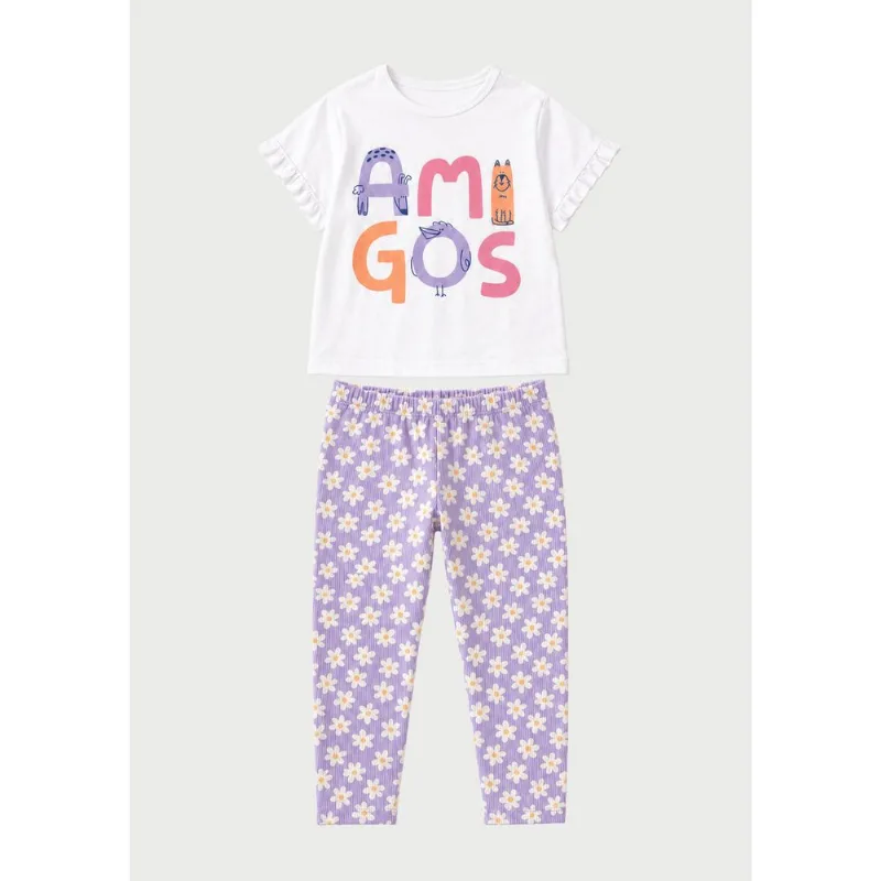 Conjunto Longo Infantil Menina Toddler Estampado - Lilás 004