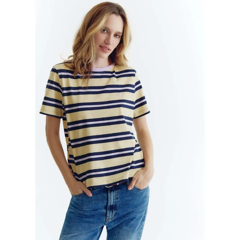 Camiseta Feminina Em Malha Listrada - Amarelo M
