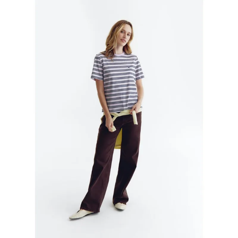 Camiseta Feminina Em Malha Listrada - Lilás P