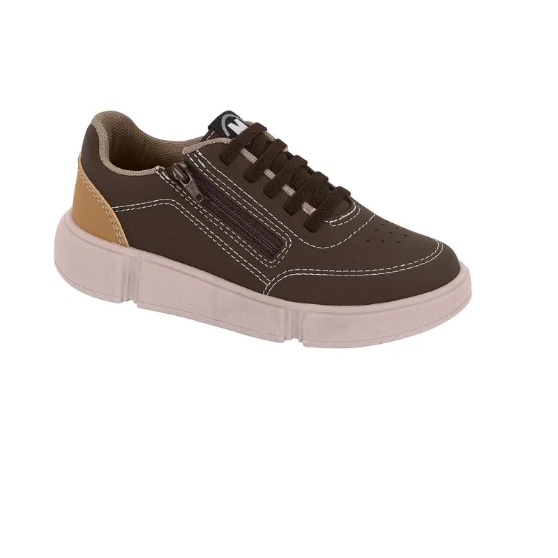 Tenis Molekinho Casual Com Ziper Ref 2838.128.13958 Cafe/caramelo 31