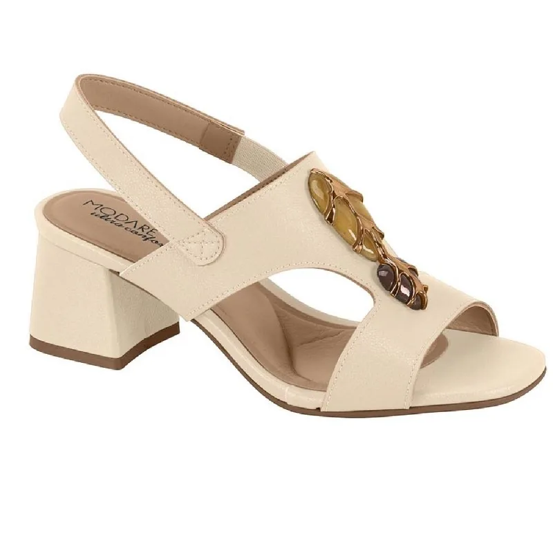 Sandalia Modare Salto Grosso Ref 7172.127.21736 Creme 36