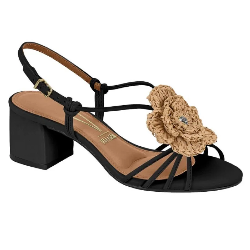 Sandalia Vizzano Salto Bloco Medio Flor Ref 6291.1193.7286 Preto 040