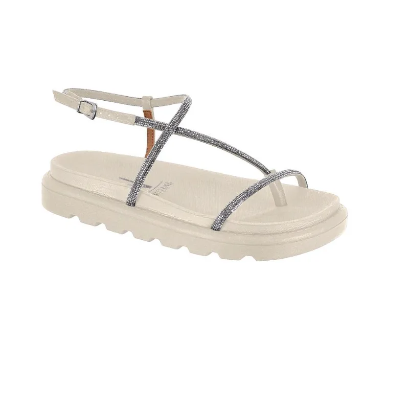 Sandalia Vizzano Papete Strass Ref 6459.139.30082 Branco Off Cristal/branco Off 37