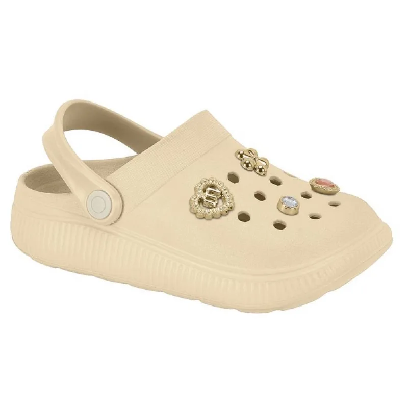 Sandalia Babuche Molekinha Boton Ref 2591.103.30598 Creme 29/30