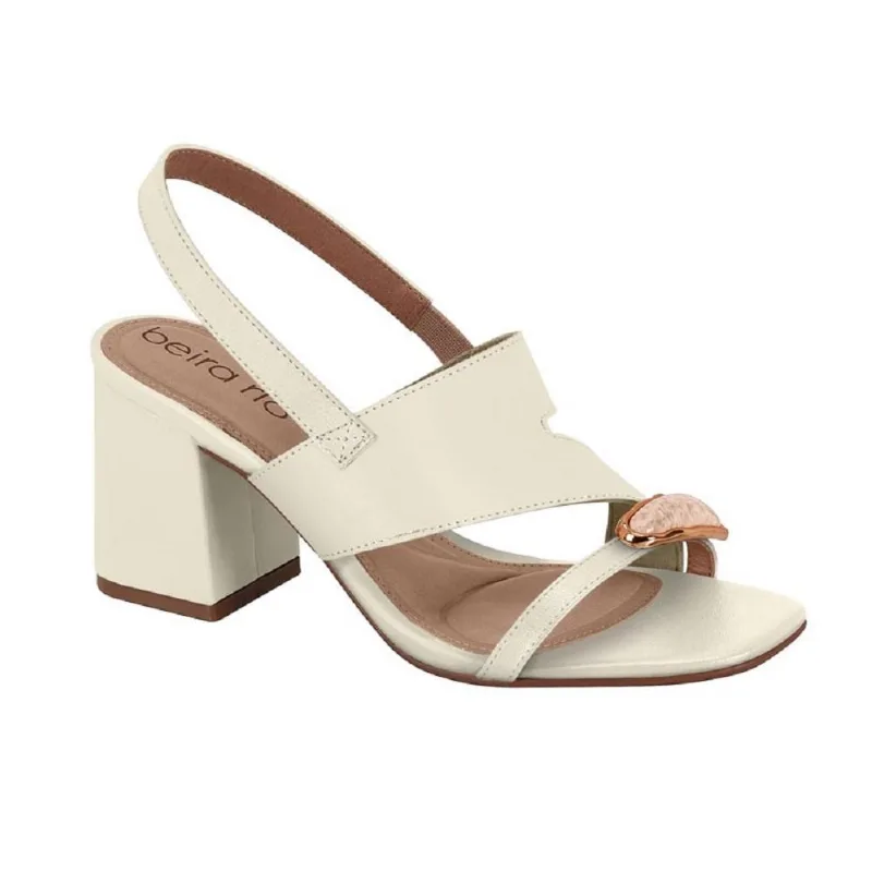 Sandalia Beira Rio Salto Bloco Medio Ref 8436.243.9569 Branco Off 34